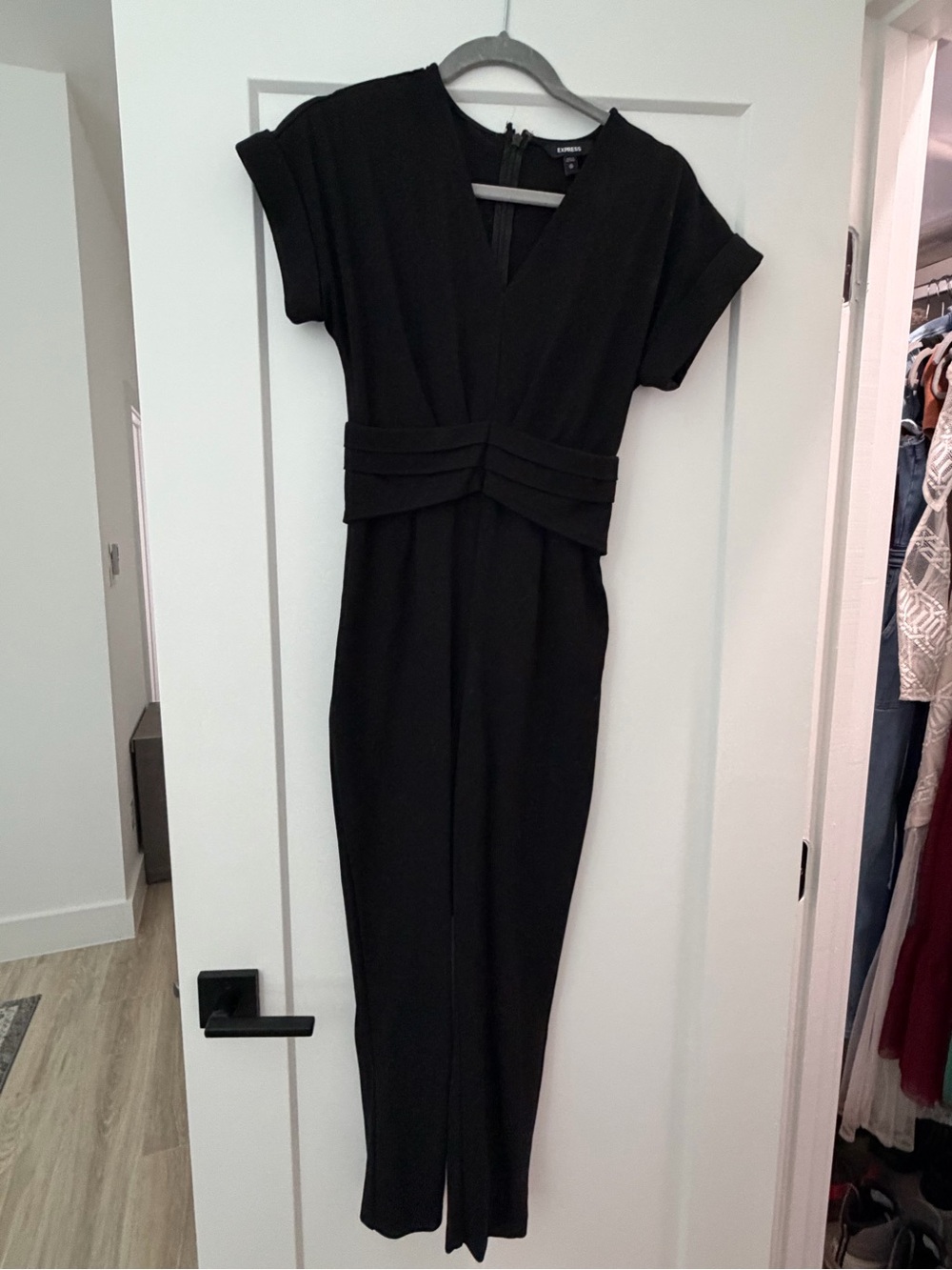 Express Black Work Jumpsuit with Waist Banding